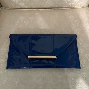 Royal blue patent clutch
